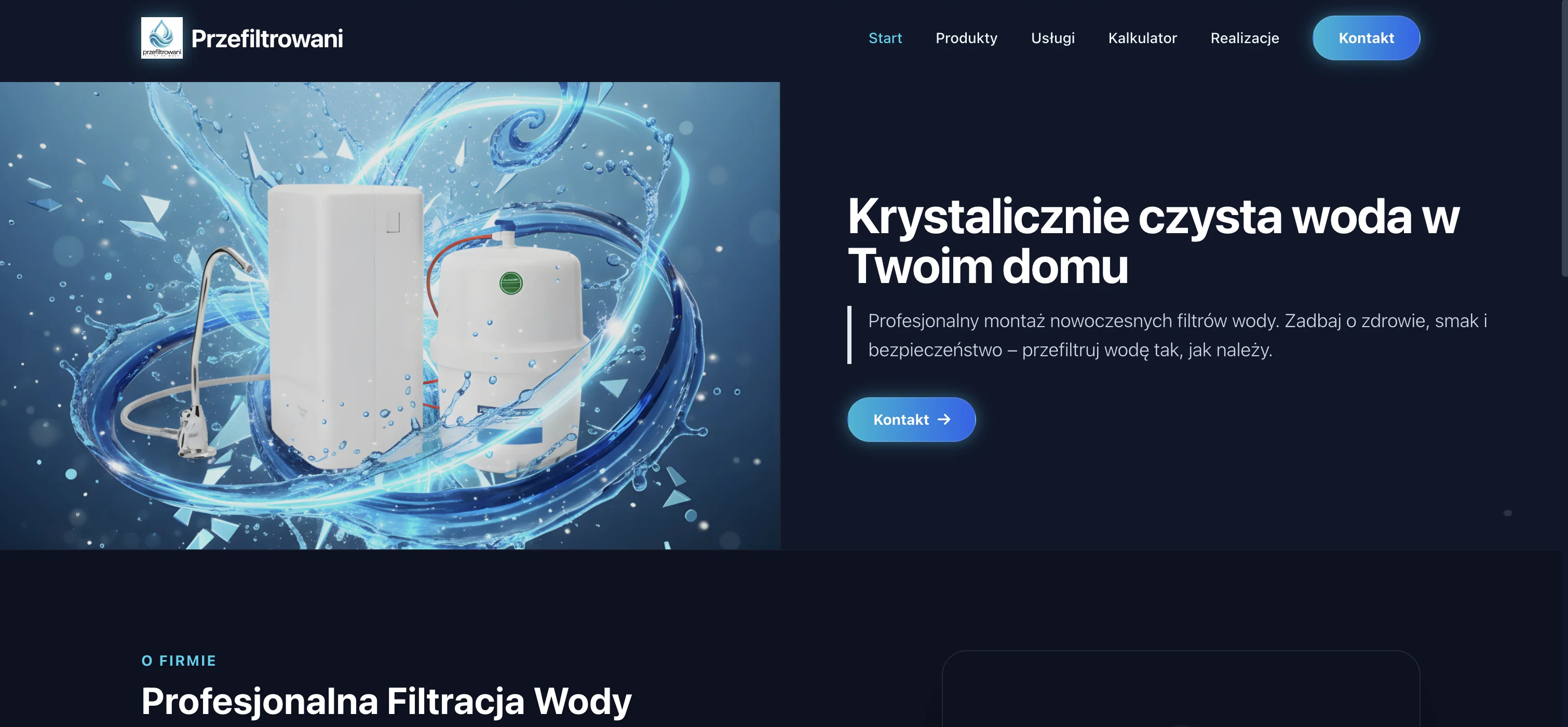 Strona internetowa / Aplikacja - Przefiltrowani - Filtry do Wody